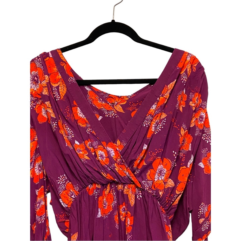Free People Purple Floral Tuscan Dreams Cottagecore Tunic Blouse 4741 - Picture 3 of 8